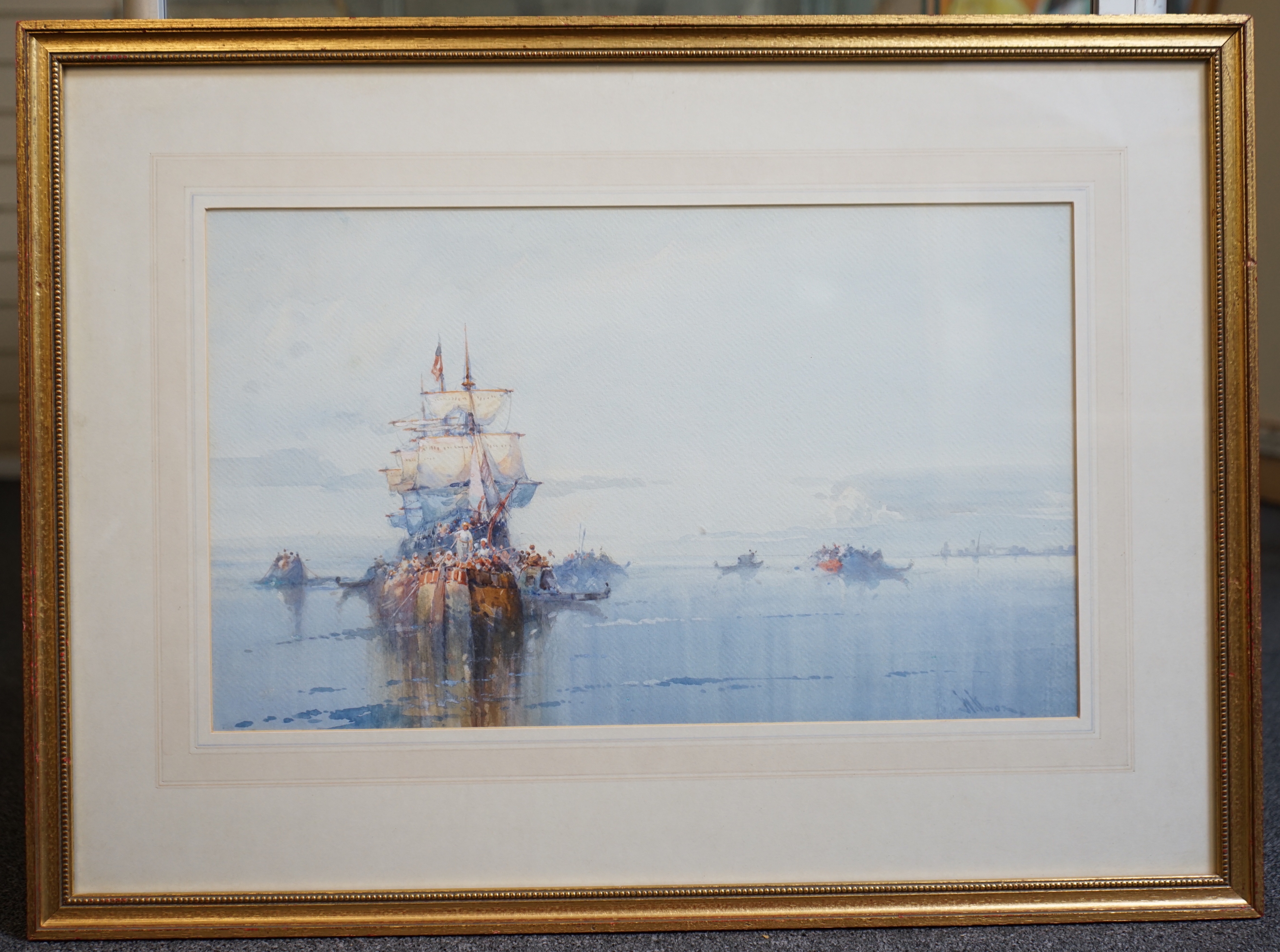 William Knox (1862-1925), watercolour and gouache, Off Venice, signed, 29 x 48cm